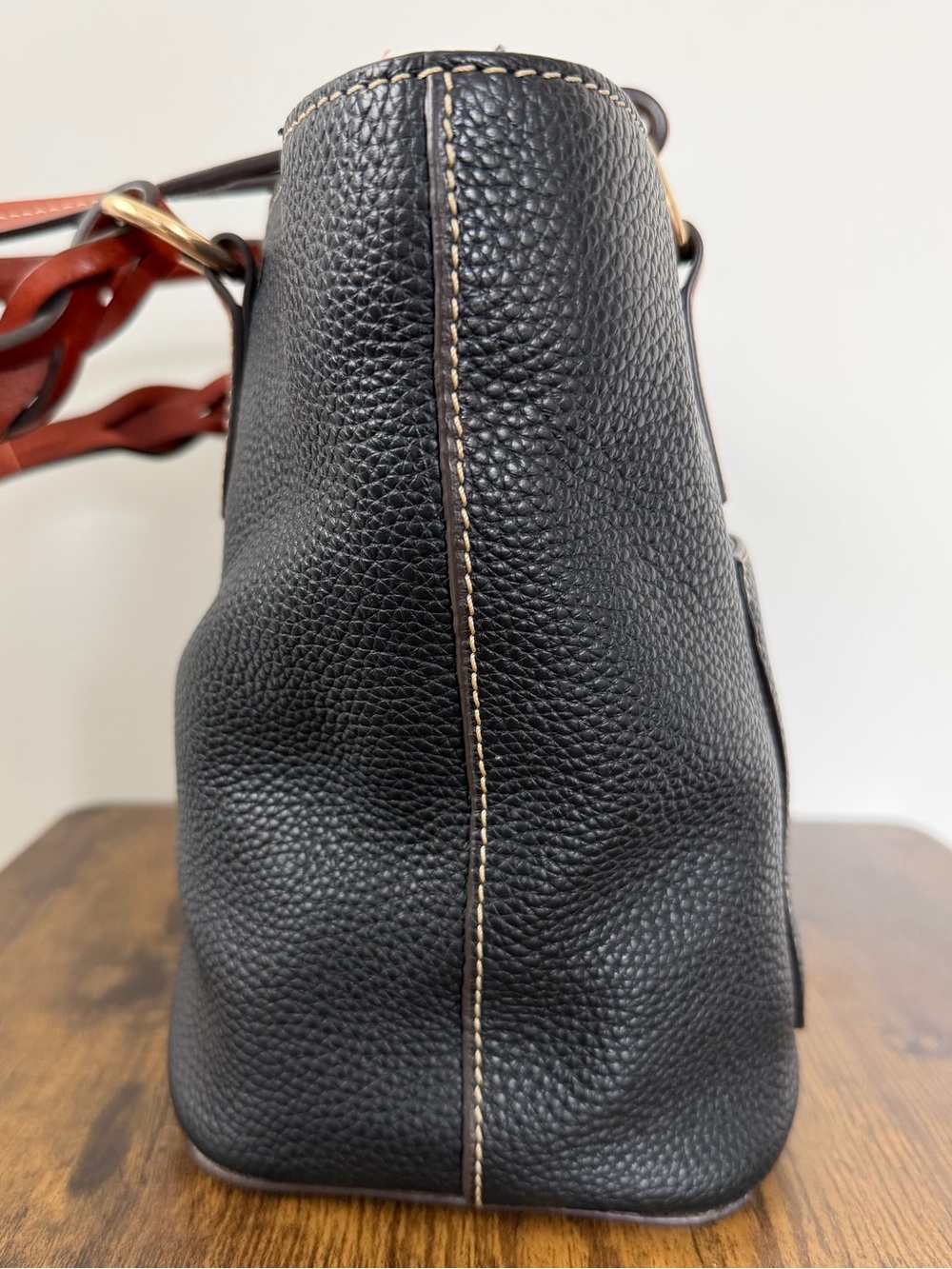Dooney & Bourke Gretchen Small Tote Black Pebble Leather Braided Handles - Picture 4 of 16